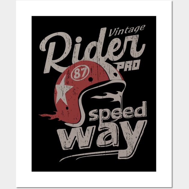 Vintage Rider motorcycle pro racing retro helmet Wall Art by SpaceWiz95